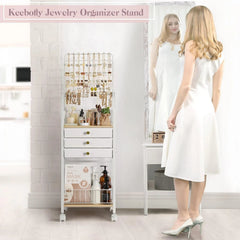 Large Jewelry Organizer Stand with 3 Box Drawer - Necklace Organizer Earring 07FC0E-D4 - KOEEK