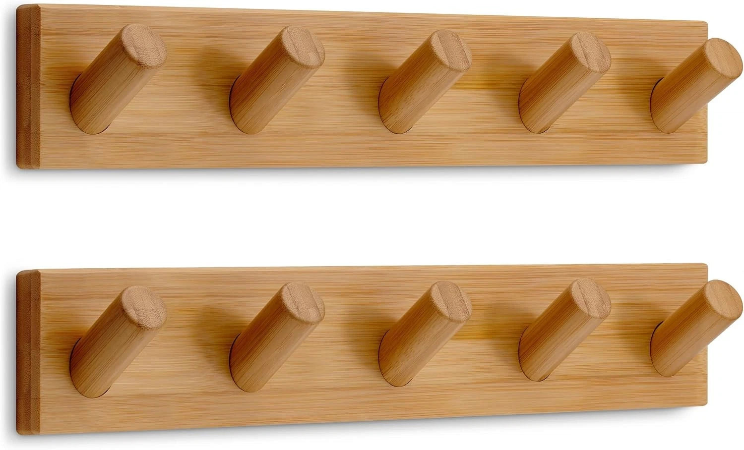 Wall-mounted coat rack with 5 heavy-duty 1-inch diameter hooks (set of 2) 07FC0E-D4 - KOEEK