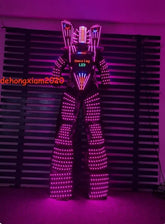 7 Colors LED Robot Costume Helmet Suit DJ Party Glowing Clothes Performance Show 07FC0E-D4 - KOEEK