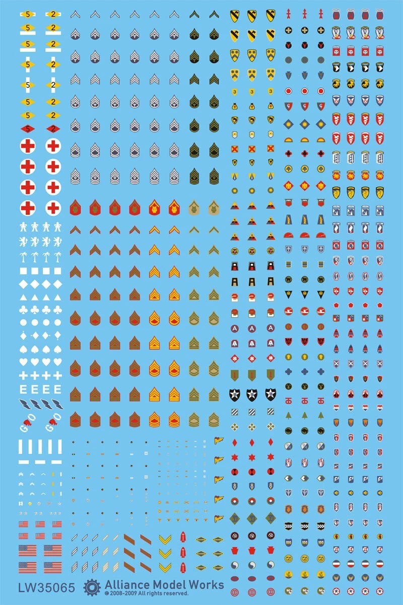 AM-WORKS LW35065 1/35 WWII U.S. ARMY Insignia Set (Decals) AM-WORKS - KOEEK