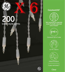 6 BOXES GE ConstantON 200 ct. White Mini Christmas Icicle Lights $$ SALE $$ GE - KOEEK