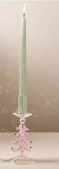 Anthropologie Holiday Christmas Tree PINK Glass Taper Candle Holder ANTHROPOLOGIE - KOEEK
