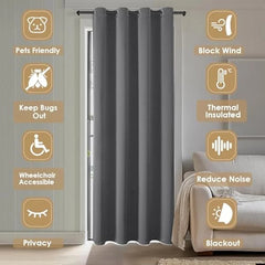 Blackout curtains, 80 inches long, (1 piece, gray, 34 inches × 80 inches) 07FC0E-D4 - KOEEK