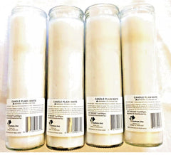 6 Candles White Prayer, Emergency Pillar Clear Glass 8” Unscented 80 hour WHITE - KOEEK