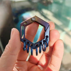 EDC Titanium Hexagon Key chain Carabiner Pendant Outdoor Connectors w/ 5 Rings 07FC0E-D4 - KOEEK