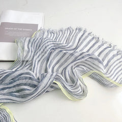Mens Flax Linen Preppy Scarf Breathable Casual Stripe Neckerchief Shawl 07FC0E-D4 - KOEEK