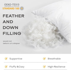 Set of 2 down feather pillowcases, soft and fluffy, downproof cotton cover 07FC0E-D4 - KOEEK