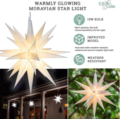 21" Large Warm White LED Moran Star - Hanging Outdoor Christmas Light - Use a 07FC0E-D4 - KOEEK