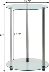 Classic Glass 2-Tier Round Table, 15.75(L) x 15.75(W) x 24.41"(H) 07FC0E-D4 - KOEEK
