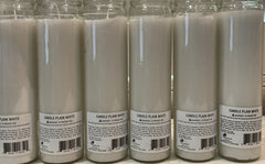 6 Candles White Prayer, Emergency Pillar Clear Glass 8” Unscented 80 hour WHITE - KOEEK