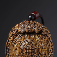 Natural Papua Wood Pendant Tibetan Amulet Hand Carved Wooden Necklace Unisex 07FC0E-D4 - KOEEK