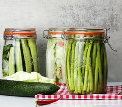 Set of 4 Wide Mouth Glass Jars with Sealing Lids, Kitchen Jars, Large Clear