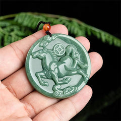 Natural Green Jade Carved Amulet Pendant Necklace Jade Vintage 07FC0E-D4 - KOEEK