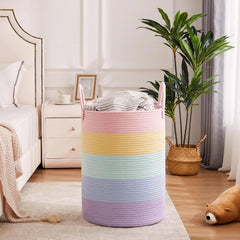 80L Extra Large Rainbow Baby Girls Hamper Laundry Basket for Kids Nursery Pastel 07FC0E-D4 - KOEEK