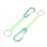 2pcs Green Plastic Spiral Spring Coil Keychain Key Chain Rope Carabiner Hook 07FC0E-D4 - KOEEK