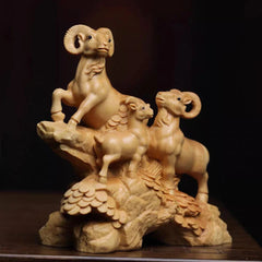 10*9*5cm Boxwood Sheep Zodiac Carving Figurine Home Decor Wood Craft Gift 07FC0E-D4 - KOEEK