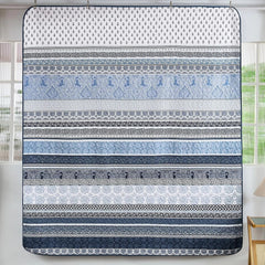 Bohemian Style Quilt Set (Queen Size) Navy Blue Bohemian Style 3-Piece Quilt Set 07FC0E-D4 - KOEEK