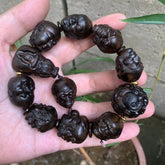 China Natural Wood Carving Eighteen Arhats Buddha Blessing Bracelet Amulet Gift 07FC0E-D4 - KOEEK