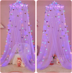 Bed Canopy for Girls Room Bed Canopy Curtains with Led Lights Mosquito Net DIY 07FC0E-D4 - KOEEK