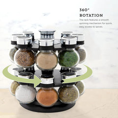 16 Jar Ellington Revolving Countertop Spice Rack with Lift & Pour Caps 07FC0E-D4 - KOEEK