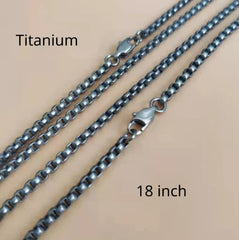 18" Pure Titanium Box Chain Necklace 3mm Men Unisex NO Allergic Skin Care Health 07FC0E-D4 - KOEEK