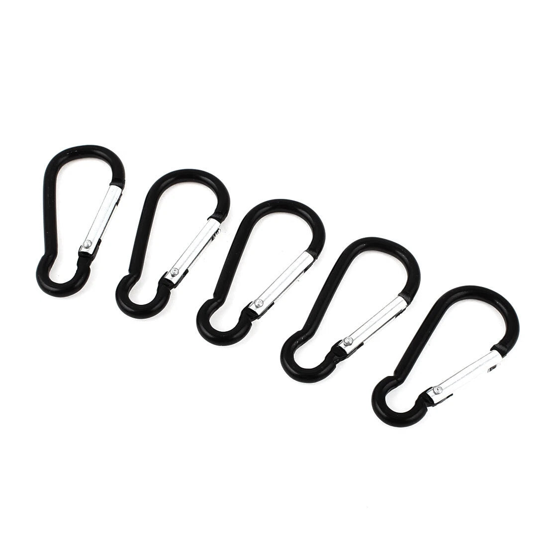5 Pieces 5 x 2.3cm Black Aluminum Carabiner Calabash Shape Snap Key Chain Belt 07FC0E-D4 - KOEEK