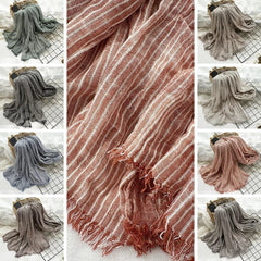 Cotton Linen Scarf Striped Scarves Unisex Men's Shawl Scarf Headwraps 9 Colors 07FC0E-D4 - KOEEK