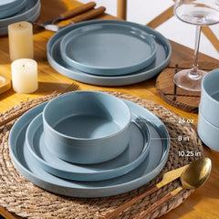 Ceramic Dinnerware Set for 4 | Unglazed Pottery Speckled Plate and Bowl 07FC0E-D4 - KOEEK
