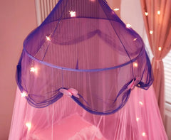 Bed Canopy with Lights,Bed Canopy for Girls Canopy Bed Curtains Girls Bedroom 07FC0E-D4 - KOEEK