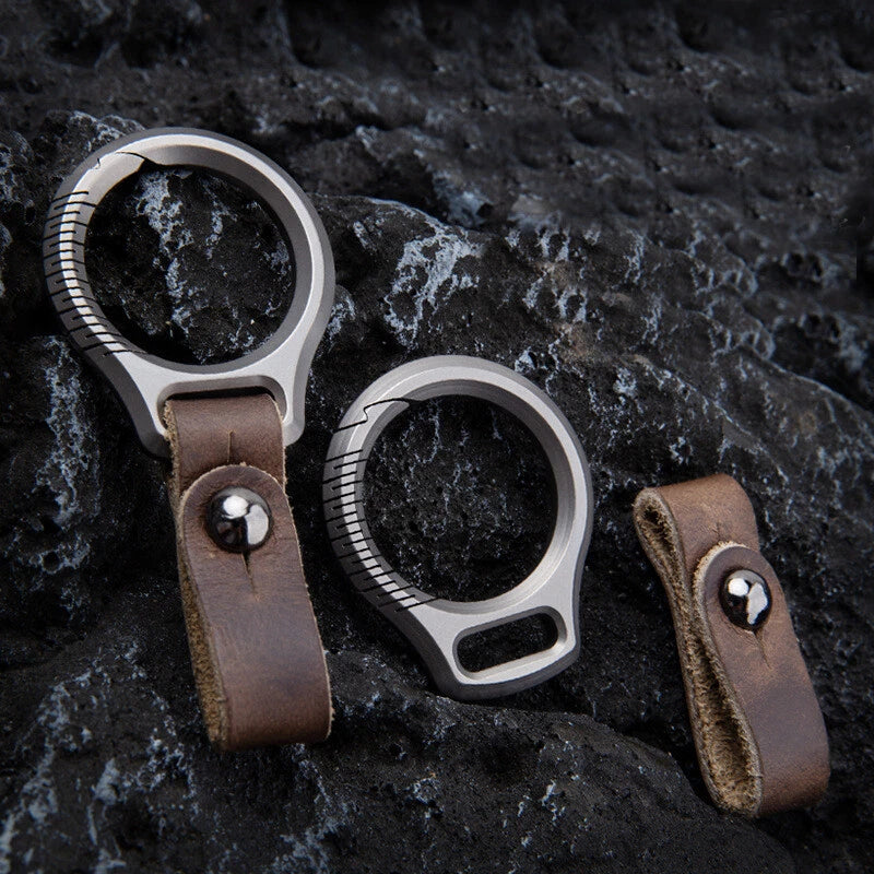 EDC Titanium Alloy Leather Porable Hanging Buckle Car Keychain Key Belt Waist 07FC0E-D4 - KOEEK
