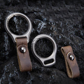 EDC Titanium Alloy Leather Porable Hanging Buckle Car Keychain Key Belt Waist 07FC0E-D4 - KOEEK