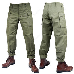 WWII US HBT Army Casual Pants Vintage Military Replica Green Men's Trousers 07FC0E-D4 - KOEEK