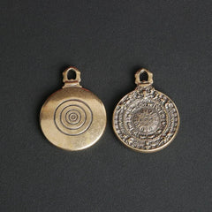Retro Copper Nine Palaces Bagua Board Amulet Feng Shui Auspicious Pendant 07FC0E-D4 - KOEEK