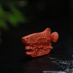 9.6cm Purple Clay Handcarved Dragon Fish Tea Pet Auspicious Fengshui Ornament 07FC0E-D4 - KOEEK