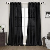 Black linen curtains, 84 inches long, 2 panels 07FC0E-D4 - KOEEK