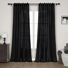 Black linen curtains, 84 inches long, 2 panels 07FC0E-D4 - KOEEK