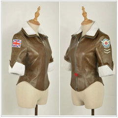 Tracer Lena Oxton Brown Coat Jacket Tops Anime Cosplay Costume Unisex Present 07FC0E-D4 - KOEEK