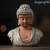 6" Porcelain Sakyamuni Buddha Head Bust Statue Shrine Home Buddhism Decoration 07FC0E-D4 - KOEEK
