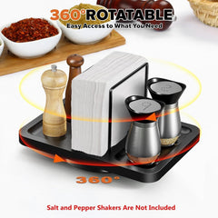 Rotating Napkin Holder for Table, Black Metal Holder Not Including Shakers 07FC0E-D4 - KOEEK