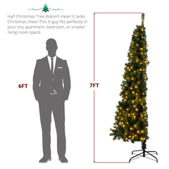 7 FT Pre-lit PVC Artificial Half Christmas Tree 8 Flash Mode w/ 250 LED Light 07FC0E-D4 - KOEEK