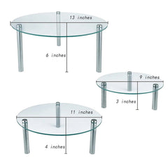 3Pcs Round Tempered Glass Cake Stands Set 8''10''13''Cupcake Display Stand Plate 07FC0E-D4 - KOEEK