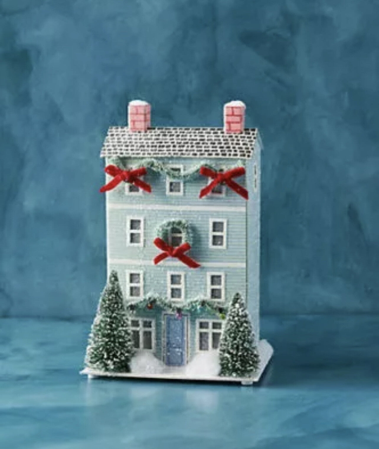 Anthropologie George & Viv Light-Up Holiday Village Townhouse Mint House Green ANTHROPOLOGIE - KOEEK