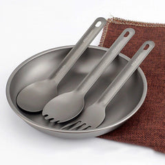 Titanium 3 Fork Spoon Sets Outdoor Camping Tableware Portable Salad SpoonEDCTool 07FC0E-D4 - KOEEK