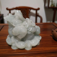 Money Frog Tea Pet Desktop Home Decoration Jade Three Legged Toad Statue 07FC0E-D4 - KOEEK