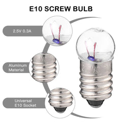 10pcs Electricity Kit E10 Miniature Screw Base Light Bulbs Tiny Light Bulb 07FC0E-D4 - KOEEK