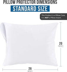 Waterproof Pillow Protectors Zippered (2 Pack, White) Standard Size, Zippered 07FC0E-D4 - KOEEK