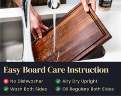 Walnut Wood Cutting Board for Kitchen, Reversible Wooden Chopping Board 07FC0E-D4 - KOEEK