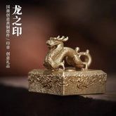 Brass Dragon Seal Desktop Decor Vintage Chinese Zodiac Stamp Creative Gift 07FC0E-D4 - KOEEK