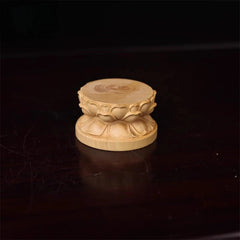 4.5cm Small Leaved Boxwood Carve Lotus Buddha Statue Base Ornament Display Stand 07FC0E-D4 - KOEEK