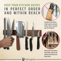 Premium Dark Walnut Wall Mounted Magnetic Knife Holder | 16 in. 07FC0E-D4 - KOEEK